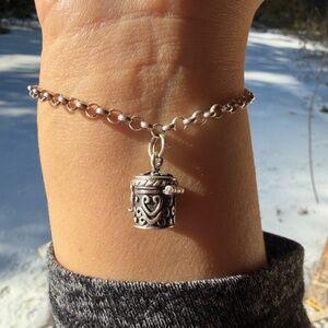 Vintage 925 Sterling Silver Bracelet With Box Charm That Opens